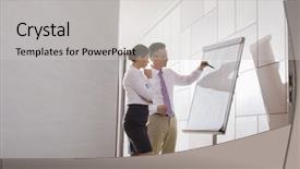 Presentation with planning - PPT theme featuring tipping point - business colleagues planning for presentation background and a light gray colored foreground
