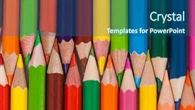  Presentation with colored pencils - Presentation design with tipping point - close-up of colored pencils arranged background and a ocean colored foreground