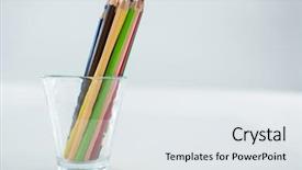  Presentation with colored pencils - Colorful slide set enhanced with tipping point - close-up of colored pencils kept backdrop and a white colored foreground