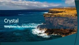  Presentation with united states - Presentation having tipping point - coast and turquoise waters background and a ocean colored foreground