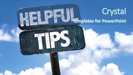  Presentation with tips internship - Cool new PPT theme with tipping point - helpful tips sign with clouds backdrop and a ocean colored foreground