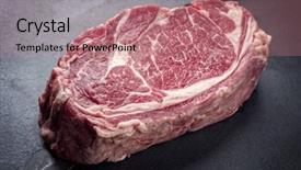  Presentation with dry eye - PPT theme featuring tipping point - raw dry aged kobe rib background and a coral colored foreground