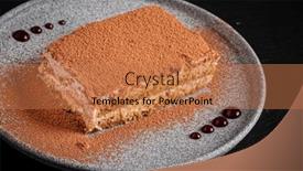  Presentation with tiramisu - PPT layouts featuring tiramisu-cake-on-the-black background and a coral colored foreground