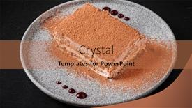  Presentation with tiramisu - Presentation having tiramisu-cake-on-the-black background and a coral colored foreground