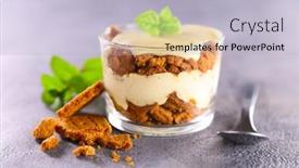  Presentation with tiramisu - Presentation with tiramisu-cake-on-wood-background background and a light blue colored foreground