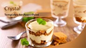  Presentation with tiramisu - Slide deck consisting of tiramisu-cake-on-wood-background background and a coral colored foreground