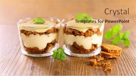  Presentation with tiramisu - Cool new slide deck with tiramisu-cake-on-wood-background backdrop and a coral colored foreground