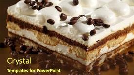  Presentation with tiramisu - Slide deck consisting of tiramisu cake with coffee beans background and a tawny brown colored foreground