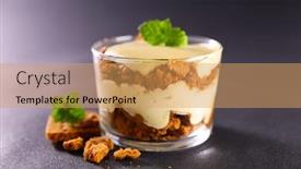  Presentation with tiramisu - Presentation theme enhanced with tiramisu-cake-with-cream background and a yellow colored foreground