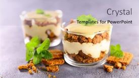  Presentation with tiramisu - Beautiful theme featuring tiramisu-cake-with-cream backdrop and a light blue colored foreground
