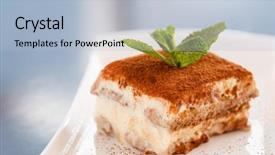  Presentation with tiramisu - PPT theme having tiramisu cake background and a light blue colored foreground