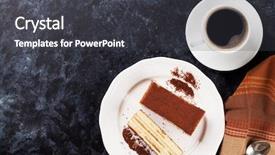  Presentation with tiramisu - Beautiful slide deck featuring tiramisu dessert and coffee backdrop and a dark gray colored foreground