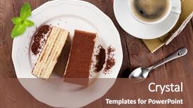  Presentation with tiramisu - Slides enhanced with tiramisu dessert and coffee background and a tawny brown colored foreground