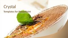  Presentation with tiramisu - Beautiful presentation theme featuring tiramisu dessert in a glass with mint and strawberry backdrop and a cream colored foreground