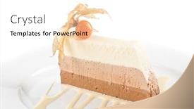  Presentation with tiramisu - Slides enhanced with tiramisu dessert with ground-cherry closeup on a white background and a white colored foreground