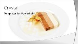  Presentation with tiramisu - Colorful PPT theme enhanced with tiramisu dessert with ground-cherry closeup on a white backdrop and a white colored foreground