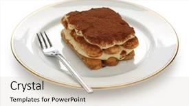  Presentation with tiramisu - Audience pleasing PPT layouts consisting of tiramisu italian dessert backdrop and a soft green colored foreground