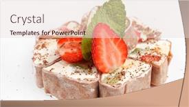  Presentation with tiramisu - Slides enhanced with woman says as a witness in court in a lawsuit symbol photo for false statement background and a dark gray colored foreground