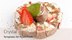  Presentation with tiramisu - Beautiful PPT theme featuring tiramisu-sushi-roll-garnished backdrop and a coral colored foreground