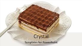  Presentation with tiramisu - Theme enhanced with tiramisu traditional italian dessert background and a soft green colored foreground