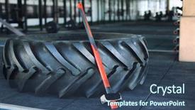 Presentation with tire - Beautiful theme featuring tire and hammer for training backdrop and a ocean colored foreground