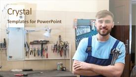  Presentation with mechanic tools - Slide deck having tire and other car service background and a cream colored foreground