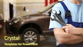  Presentation with mechanic tools - Audience pleasing PPT theme consisting of tire and other car service backdrop and a tawny brown colored foreground