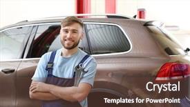  Presentation with mechanic tools - Presentation consisting of tire and other car service background and a  colored foreground