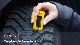  Presentation with car accident - Colorful PPT layouts enhanced with tire can prevent accident backdrop and a ocean colored foreground