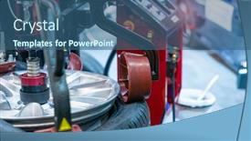  Presentation with car service - Presentation design with tire-changer-machine background and a ocean colored foreground