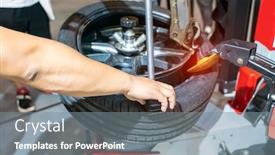  Presentation with car service - Amazing presentation theme having tire-changer-machine backdrop and a gray colored foreground