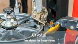  Presentation with car service - PPT theme enhanced with tire-changer-machine background and a gray colored foreground