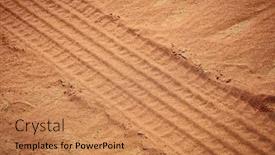  Presentation with tire - Slide set consisting of tire-footprint-on-the-sand background and a coral colored foreground