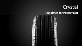  Presentation with tire - PPT theme enhanced with tire-isolated-on-black-background background and a dark gray colored foreground