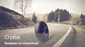  Presentation with tire - Theme featuring tire-on-a-road background and a gray colored foreground