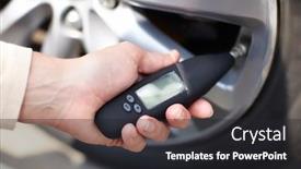  Presentation with sensor - Presentation theme having tire pressure sensor auto concept background and a dark gray colored foreground