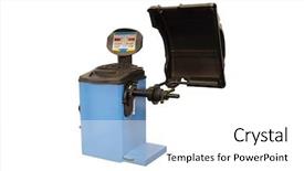  Presentation with tyre - Audience pleasing presentation design consisting of tire shop - image of tyre fitting machine backdrop and a  colored foreground