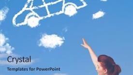  Presentation with blue sky - Presentation design having sale at flea market background and a coral colored foreground