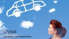  Presentation with sky blue - Slide deck having tire smoke - casual young girl looking background and a  colored foreground