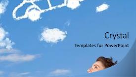  Presentation with sky blue and golden yellow - PPT theme featuring tire smoke - casual young girl looking background and a  colored foreground