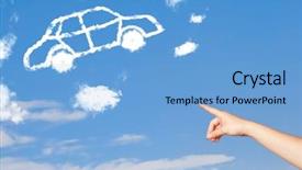  Presentation with blue sky - Slide deck having tire smoke - hand pointing towards background and a  colored foreground