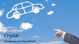  Presentation with smoke cloud - Presentation theme featuring tire smoke - hand pointing towards background and a  colored foreground