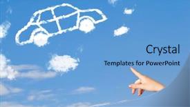  Presentation with sky blue - Colorful slides enhanced with tire smoke - hand pointing towards backdrop and a  colored foreground