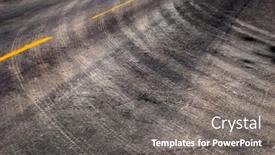  Presentation with road yellow - PPT theme having tire-track-marks-turning background and a gray colored foreground