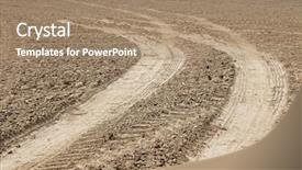  Presentation with tracks - Beautiful presentation theme featuring tire tracks leading on a wide open fallow land backdrop and a coral colored foreground