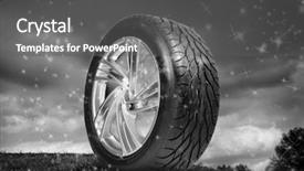  Presentation with tire - Cool new slides with tire tread - wheel with steel rim backdrop and a dark gray colored foreground