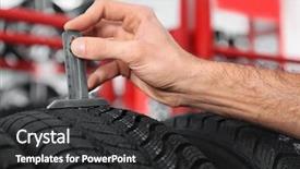  Presentation with automobile - Cool new slide deck with tire tread depth in automobile backdrop and a dark gray colored foreground