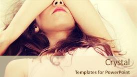  Presentation with sad woman - Beautiful slides featuring tired - sad woman is lying backdrop and a cream colored foreground