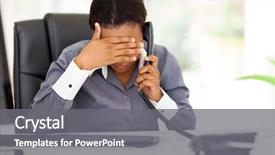  Presentation with elementary school female career day african american - Beautiful presentation theme featuring tired african american businesswoman using backdrop and a gray colored foreground