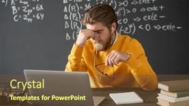  Presentation with algebra - Colorful presentation enhanced with tired-algebra-teacher-in-casualwear backdrop and a tawny brown colored foreground